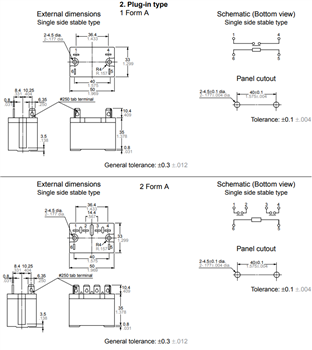 Mechanical Drawing - Panasonic Industrial Devices HE Power Relays