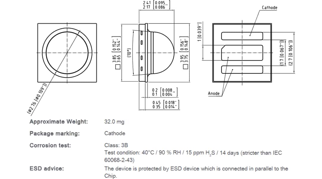 Mechanical Drawing - ams OSRAM OSLON Black LEDs