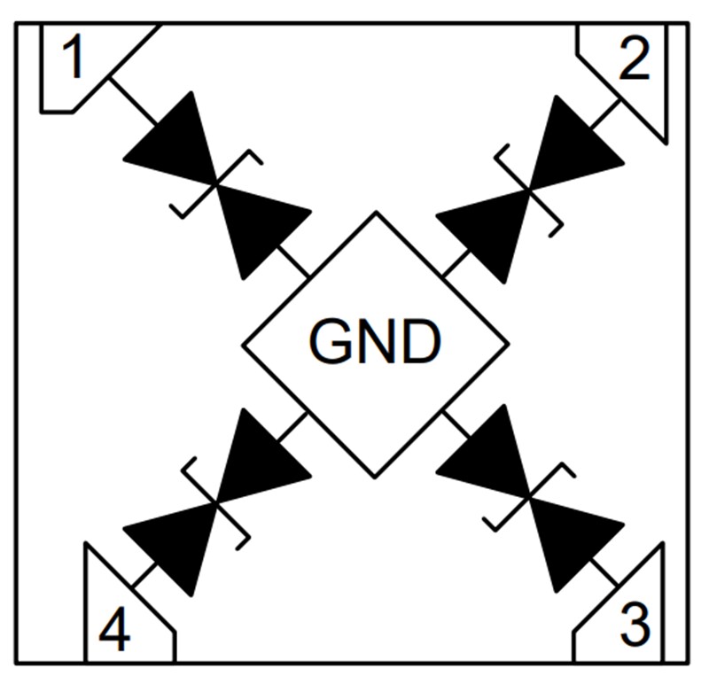 Block Diagram - Texas Instruments TPD4E101 4-Ch Bidirectional ESD Protection Device