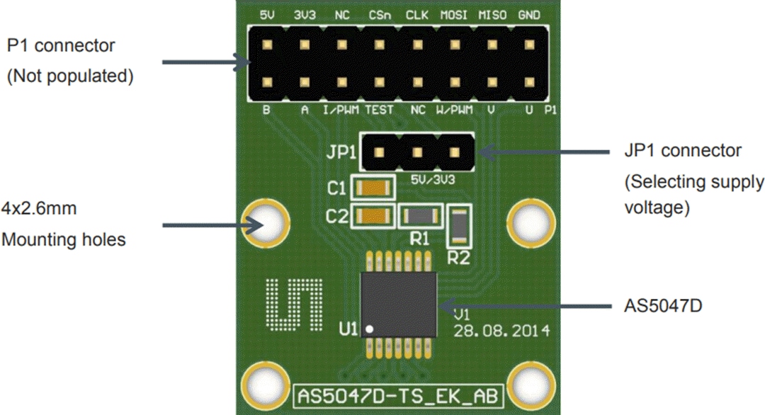 ams OSRAM AS5047D Magnetic Position Adapter Board