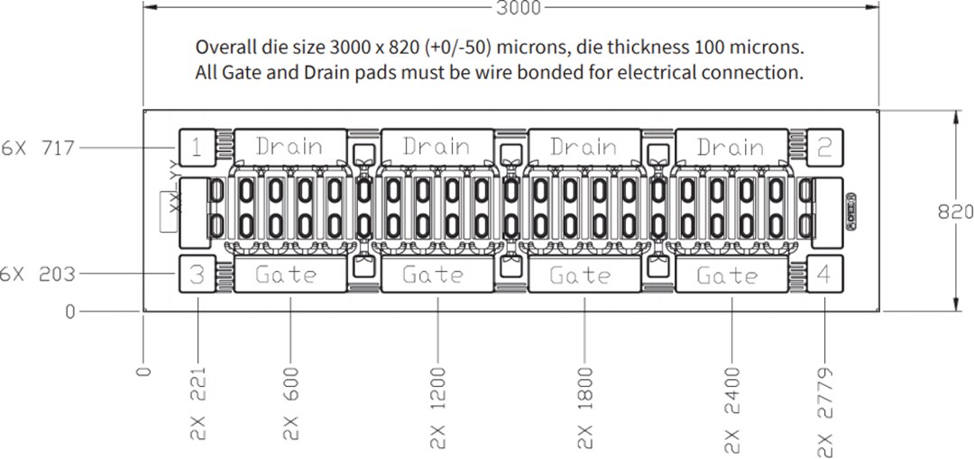 Mechanical Drawing - MACOM CGHV60040D & CGHV60075D5 6GHz GaN HEMTs
