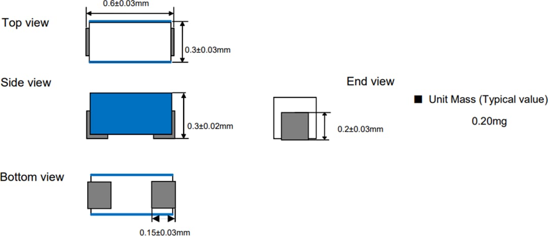 Mechanical Drawing - Murata LQP03TQ RF Inductors