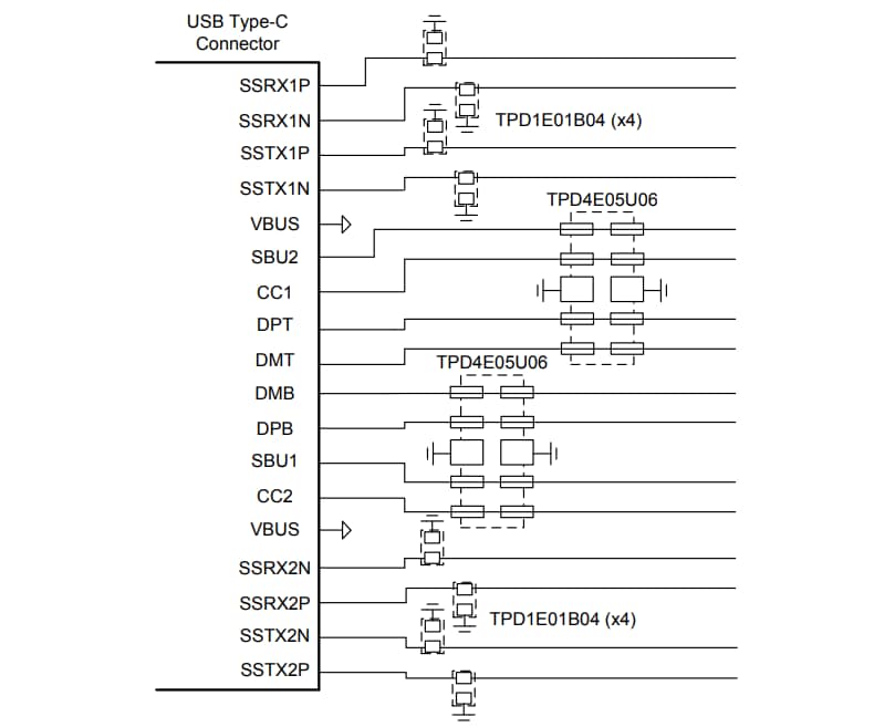 Application Circuit Diagram - Texas Instruments TPD1E01B04 / TPD1E01B04-Q1 ESD Protection Diode