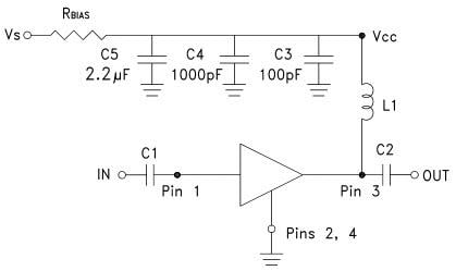 Application Circuit Diagram - Analog Devices Inc. HMC589A Gain Block Amplifiers