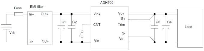 Application Circuit Diagram - Advanced Energy / Artesyn ADH700 700W Half-Brick DC-DC Converter