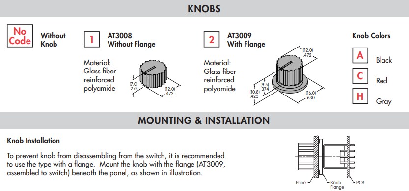 Mechanical Drawing - NKK Switches AT300x Knobs