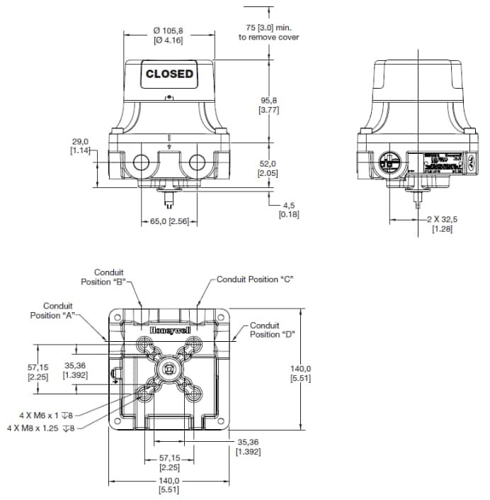 Mechanical Drawing - Honeywell VPX Hazardous Location Limit Switches