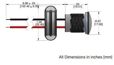 Mechanical Drawing - VCC CNX714 Series 120V LED Panel Mount Indicators