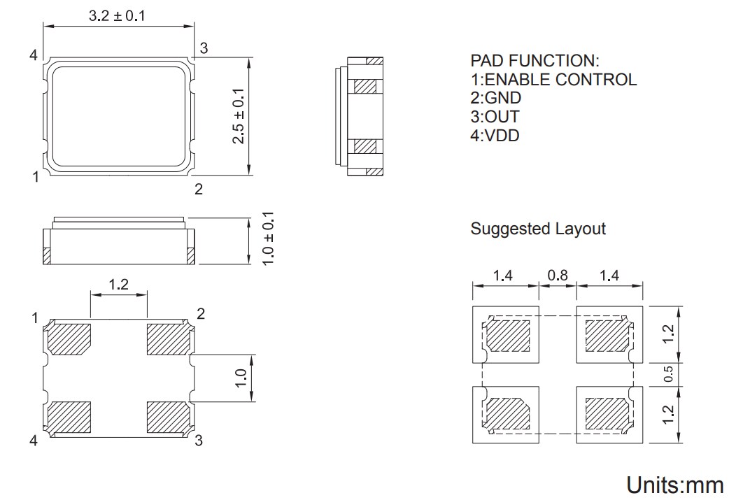 TXC 7X 3.2 x 2.5mm SMD CMOS CXO Oscillators