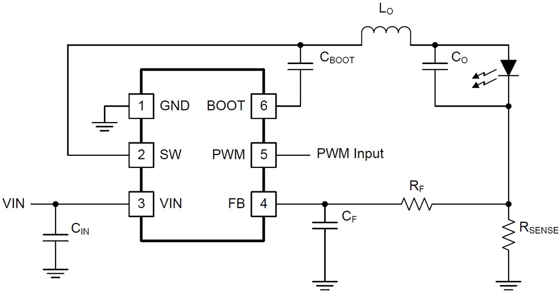 Schematic - Texas Instruments TPS54200/TPS54201 Synchronous Buck LED Drivers