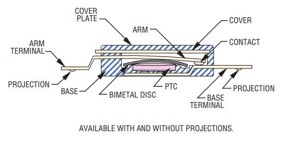 Mechanical Drawing - Bourns AC Mini TCO (Thermal Cutoff) Devices