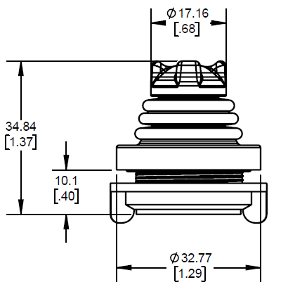Mechanical Drawing - APEM TS LED Illuminated Hall Effect Mini Thumb Joystick