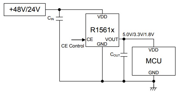 Application Circuit Diagram - Nisshinbo R1561 Voltage Regulators