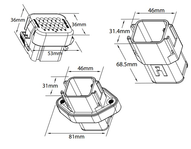 Mechanical Drawing - Amphenol Sine Systems ATV Series™ Heavy Duty Connectors