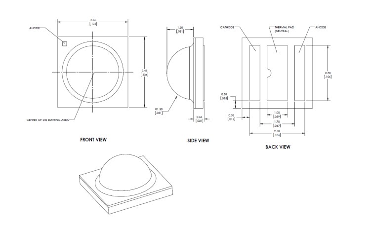 Mechanical Drawing - Luminus Devices SST-20 Deep Red LED