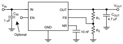 Application Circuit Diagram - onsemi NCV59800 LDO Voltage Regulator
