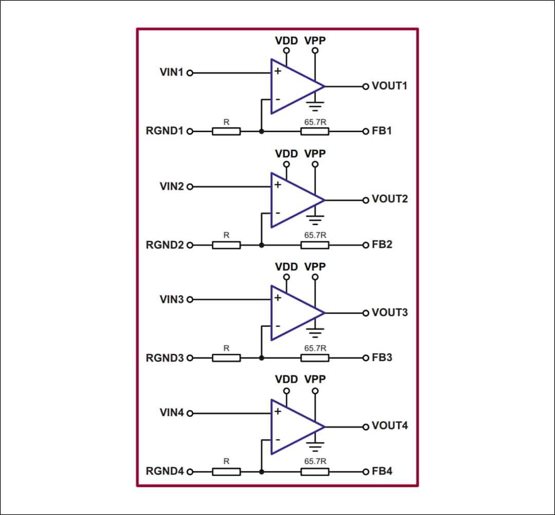 Block Diagram - Microchip Technology HV264 Quad High Voltage Amplifier Array