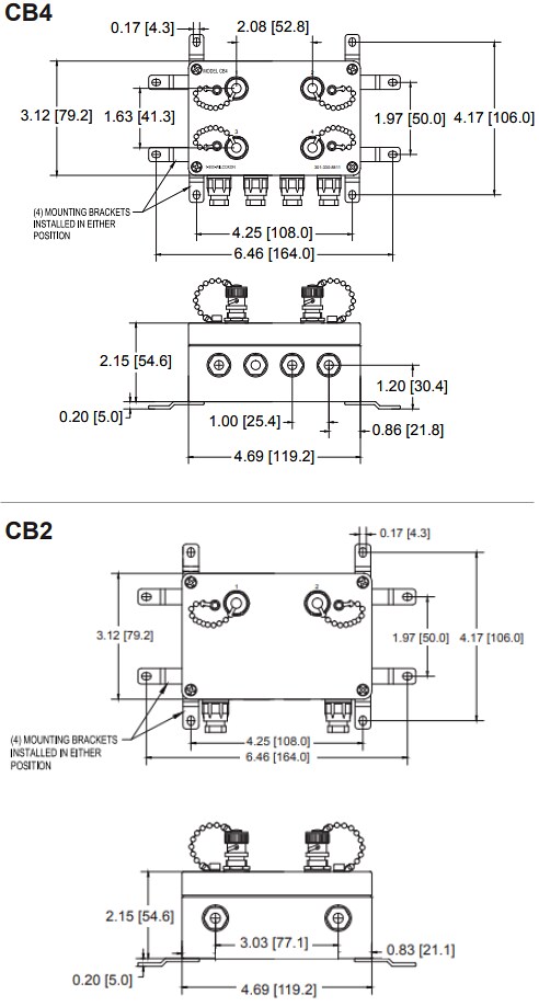 Mechanical Drawing - Amphenol Wilcoxon CB Cable Termination Junction Boxes