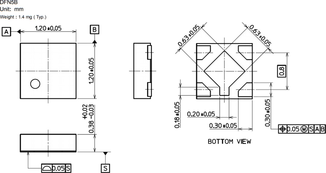Mechanical Drawing - Toshiba TCR8BM LDO Voltage Regulators