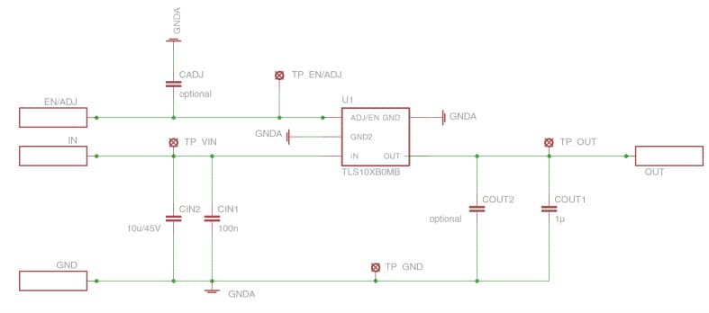 Schematic - Infineon Technologies TLS102B0MB  Demo Board