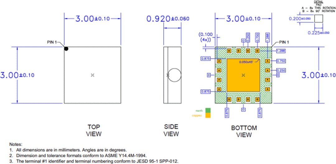 Mechanical Drawing - Qorvo QPF4530 5GHz Wi-Fi® Front End Module