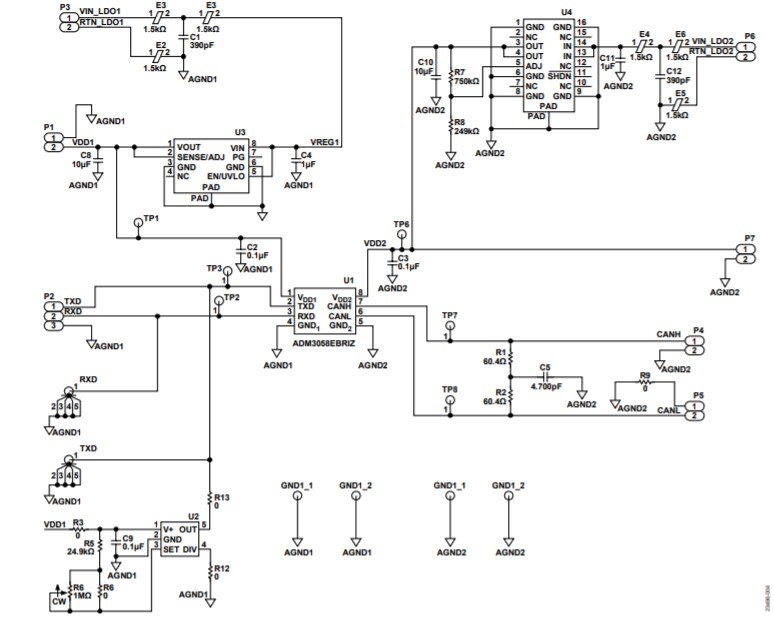 Schematic - Analog Devices Inc. EVAL-ADM3058EEBZ Evaluation Board