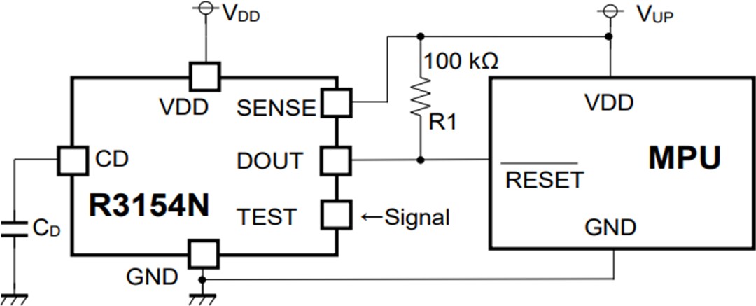 Application Circuit Diagram - Nisshinbo R3154N Series Voltage Detector