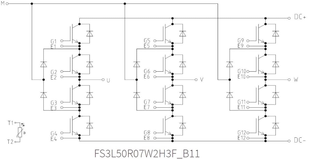 Application Circuit Diagram - Infineon Technologies Fx3L50R07W2H3FB11 EasyPACK™ IGBT Modules