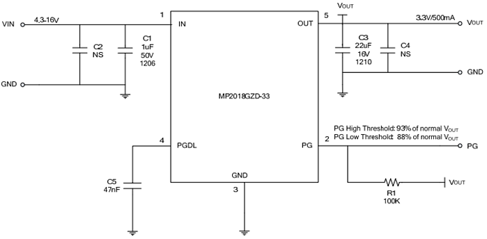 Schematic - Monolithic Power Systems (MPS) EV2018-ZD-33-00A Evaluation Board