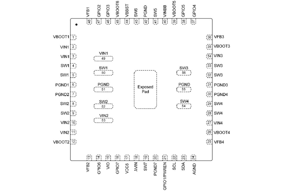 Mechanical Drawing - Qorvo ACT86600 ActivePMU Power Management IC (PMIC)