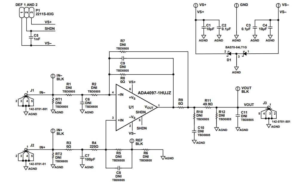 Schematic - Analog Devices Inc. EVAL-ADA4097-1 Evaluation Kit
