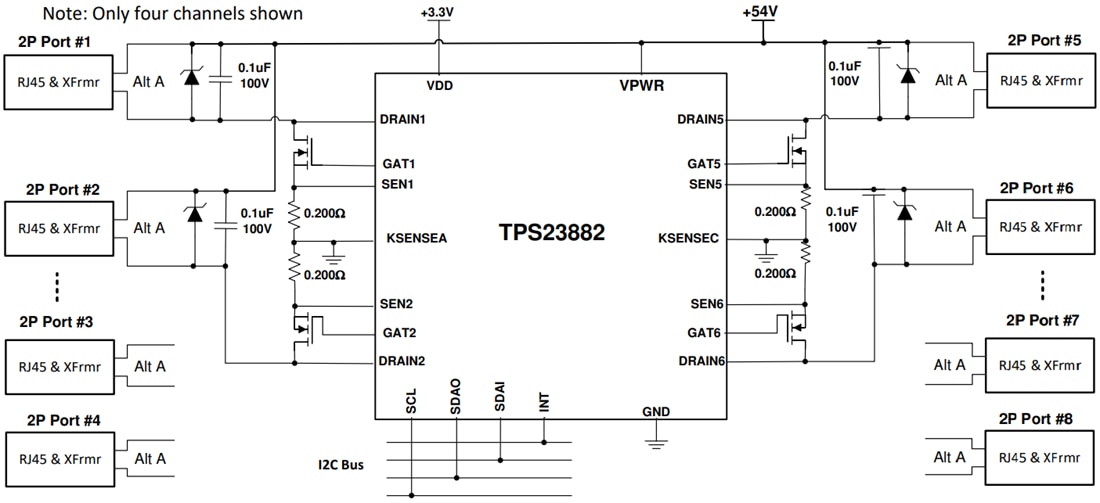 Schematic - Texas Instruments TPS23882B Type-3 Two-Pair PSE Controller