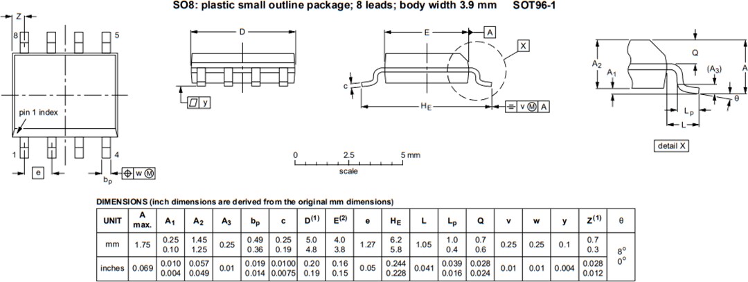 Mechanical Drawing - NXP Semiconductors TEA2206T Active Bridge Rectifier Controller