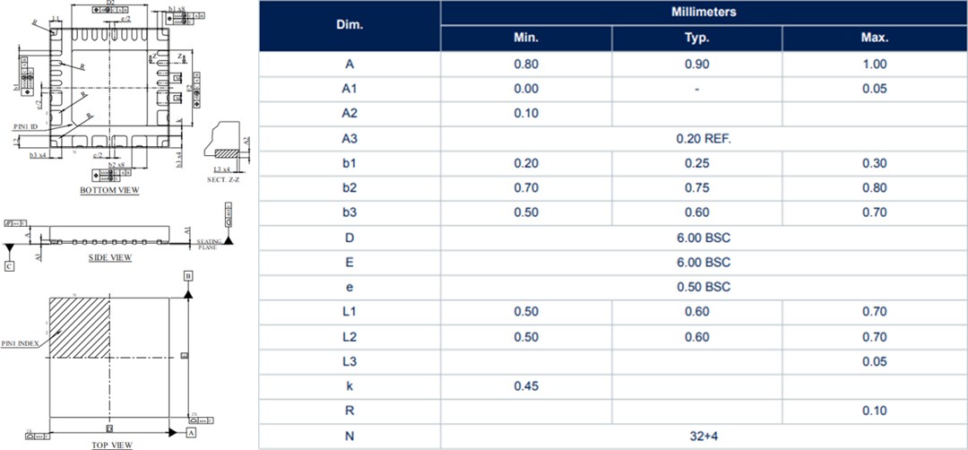 Mechanical Drawing - STMicroelectronics VN9D30Q100F 6-Channel Automotive High-Side Driver