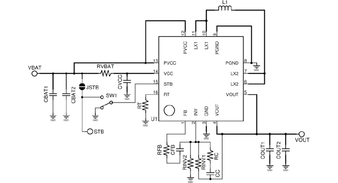 Application Circuit Diagram - ROHM Semiconductor BD8306MUV-EVK-001 Evaluation Board