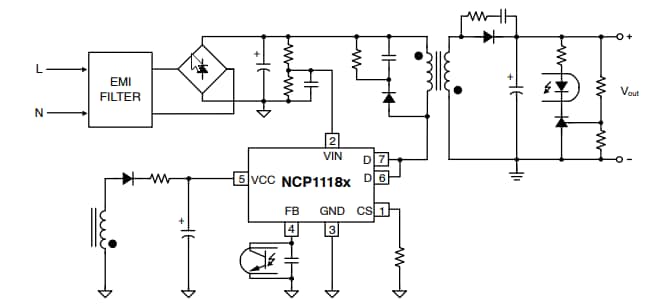 Application Circuit Diagram - onsemi NCP1118x mWSaver® Integrated Power Switchers