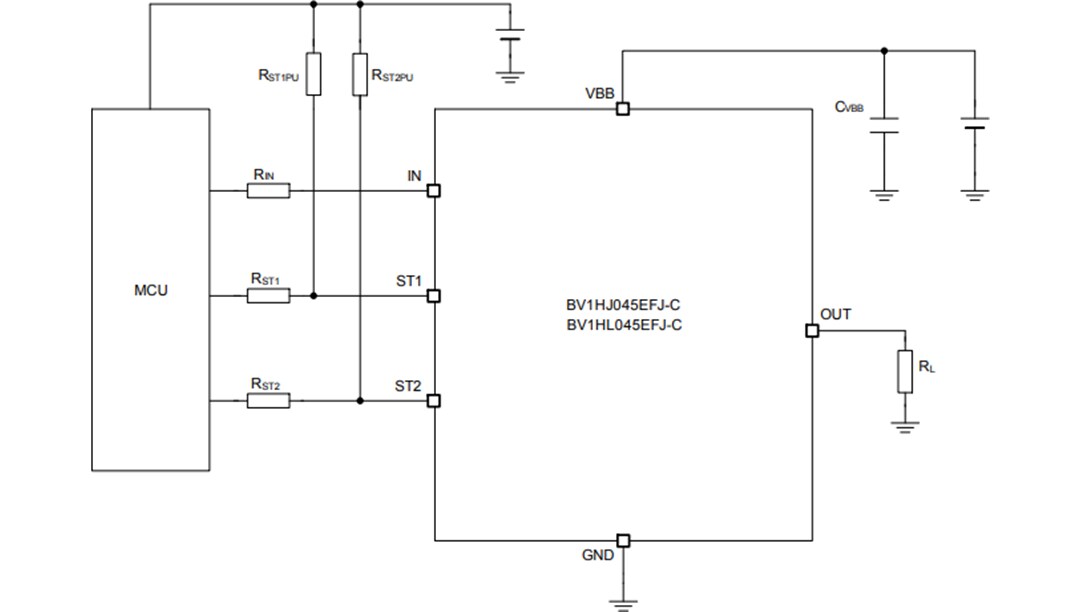 Application Circuit Diagram - ROHM Semiconductor BU30SA5WGWZ CMOS Low Dropout Regulator