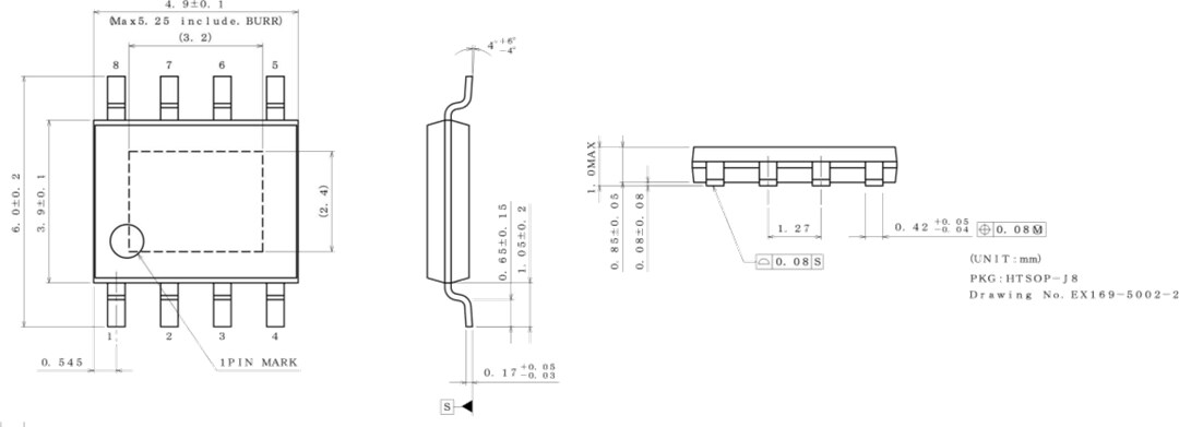 Mechanical Drawing - ROHM Semiconductor BU30SA5WGWZ CMOS Low Dropout Regulator