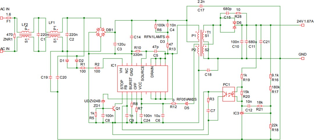 Application Circuit Diagram - ROHM Semiconductor BM2P060MF-EVK-001 Evaluation Board