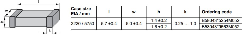 Mechanical Drawing - EPCOS / TDK CeraLink™ SMD Capacitors