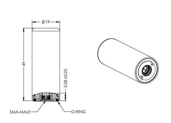 Mechanical Drawing - Maxtena M1580HCT-P-SMA Passive Antenna