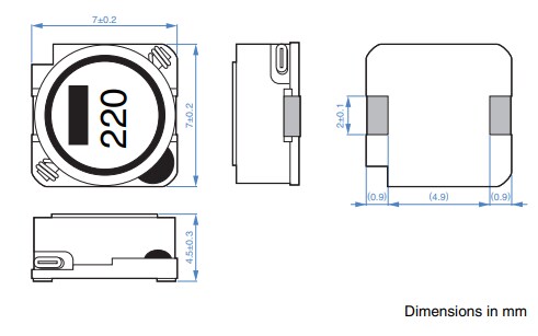 Mechanical Drawing - TDK SLF Fixed Inductors