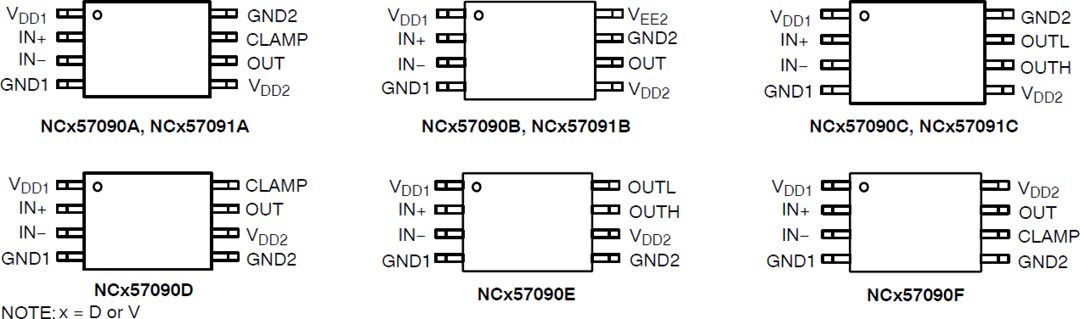 Mechanical Drawing - onsemi NCD57090 & NCV57090 IGBT/MOSFET Gate Drivers