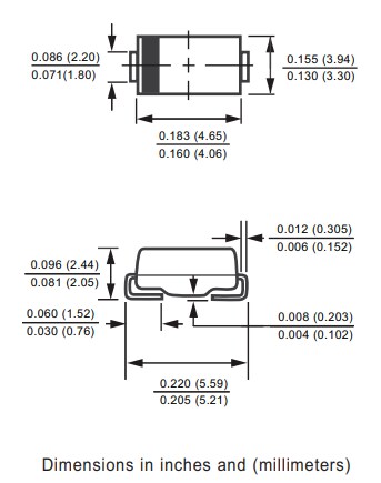 Mechanical Drawing - Rectron 1SMB59x Surface Mount Zener Diodes
