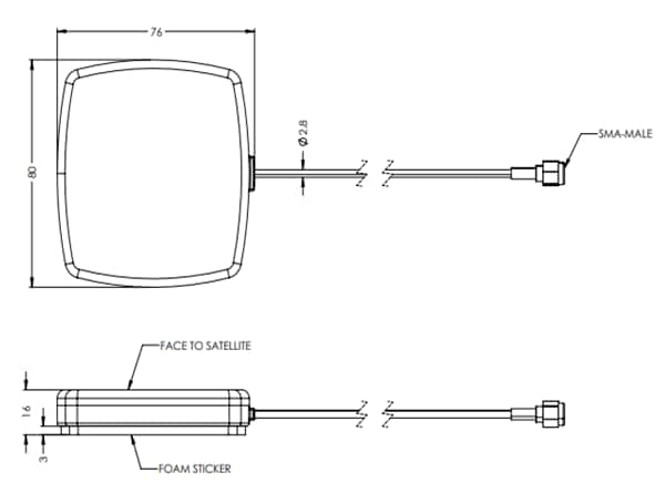 Mechanical Drawing - Maxtena MEA-1621-AM Passive Antenna