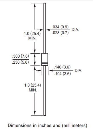 Mechanical Drawing - Rectron 1N5359B 5W Silicon Zener Diode