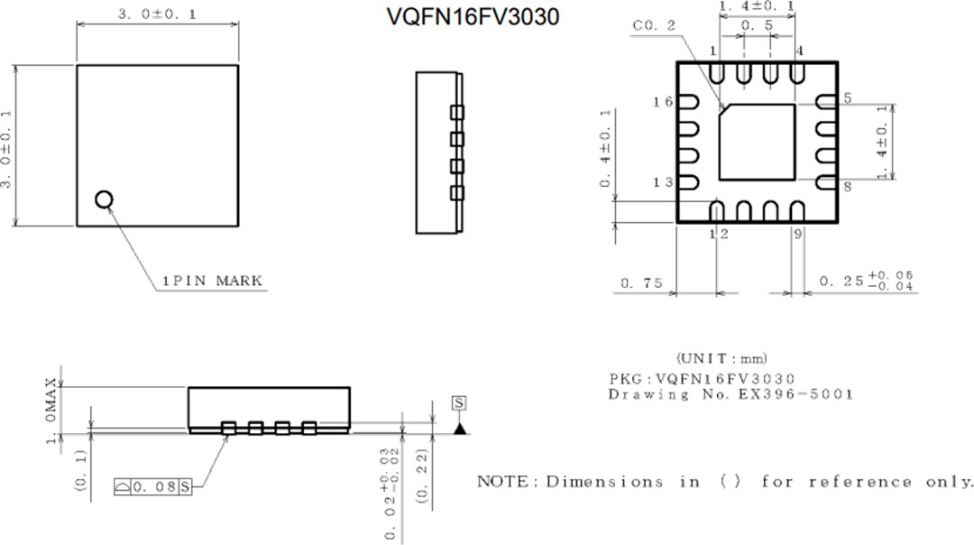 Mechanical Drawing - ROHM Semiconductor BD9S Series Automotive Buck DC-DC Converters
