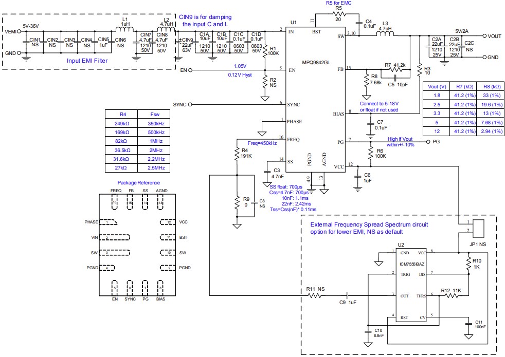 Schematic - Monolithic Power Systems (MPS) EVQ9842 Evaluation Board