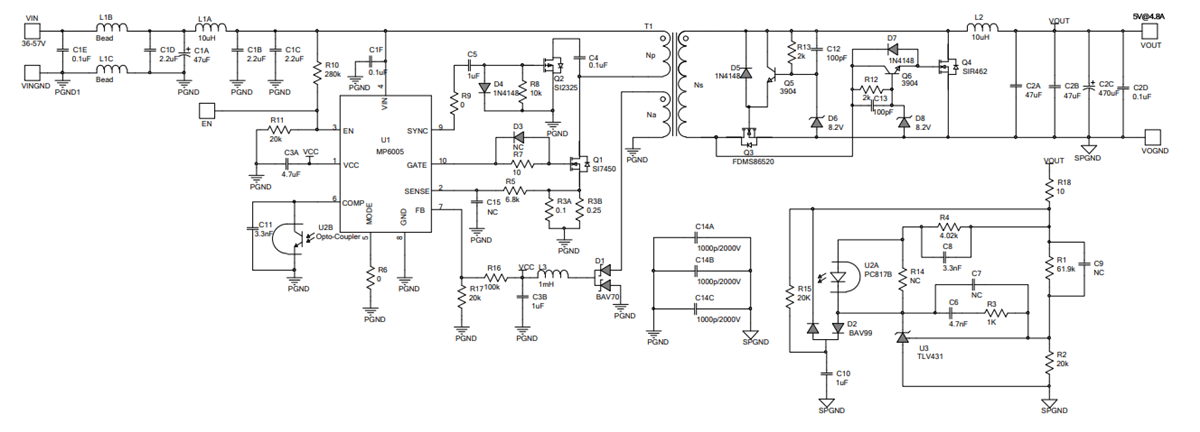 Schematic - Monolithic Power Systems (MPS) EV6005-K-00B Evaluation Board