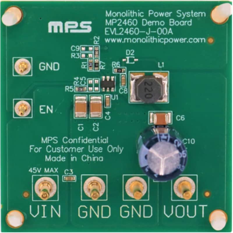 Mechanical Drawing - Monolithic Power Systems (MPS) EVL2460-J-00A Converter Evaluation Board